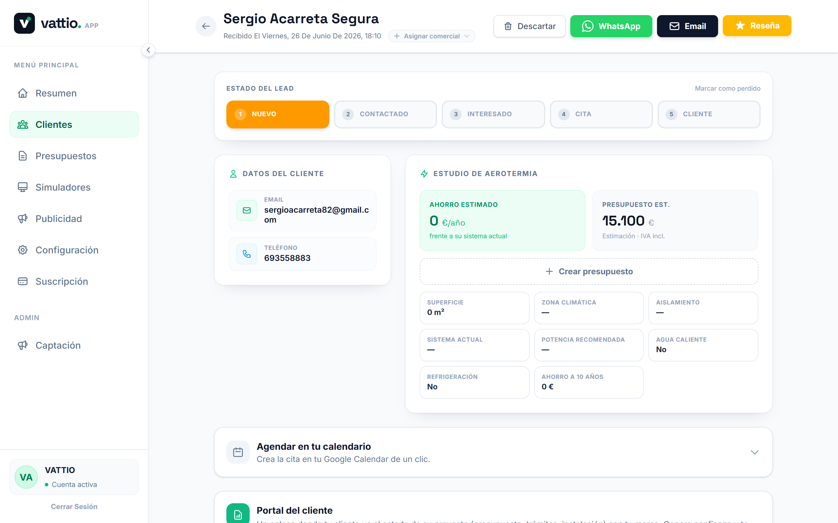 Ficha de un cliente